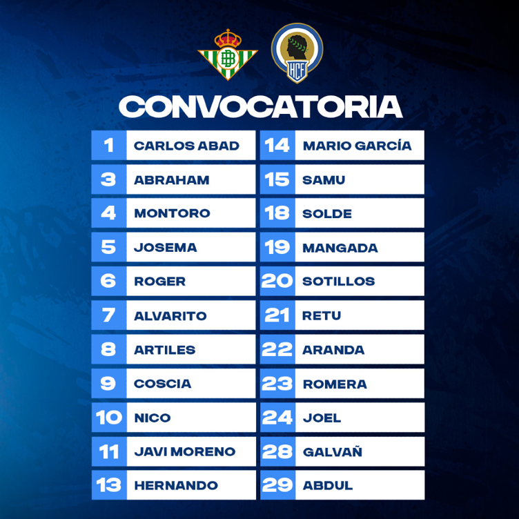 Convocatoria del Hércules para jugar ante el Betis Deportivo