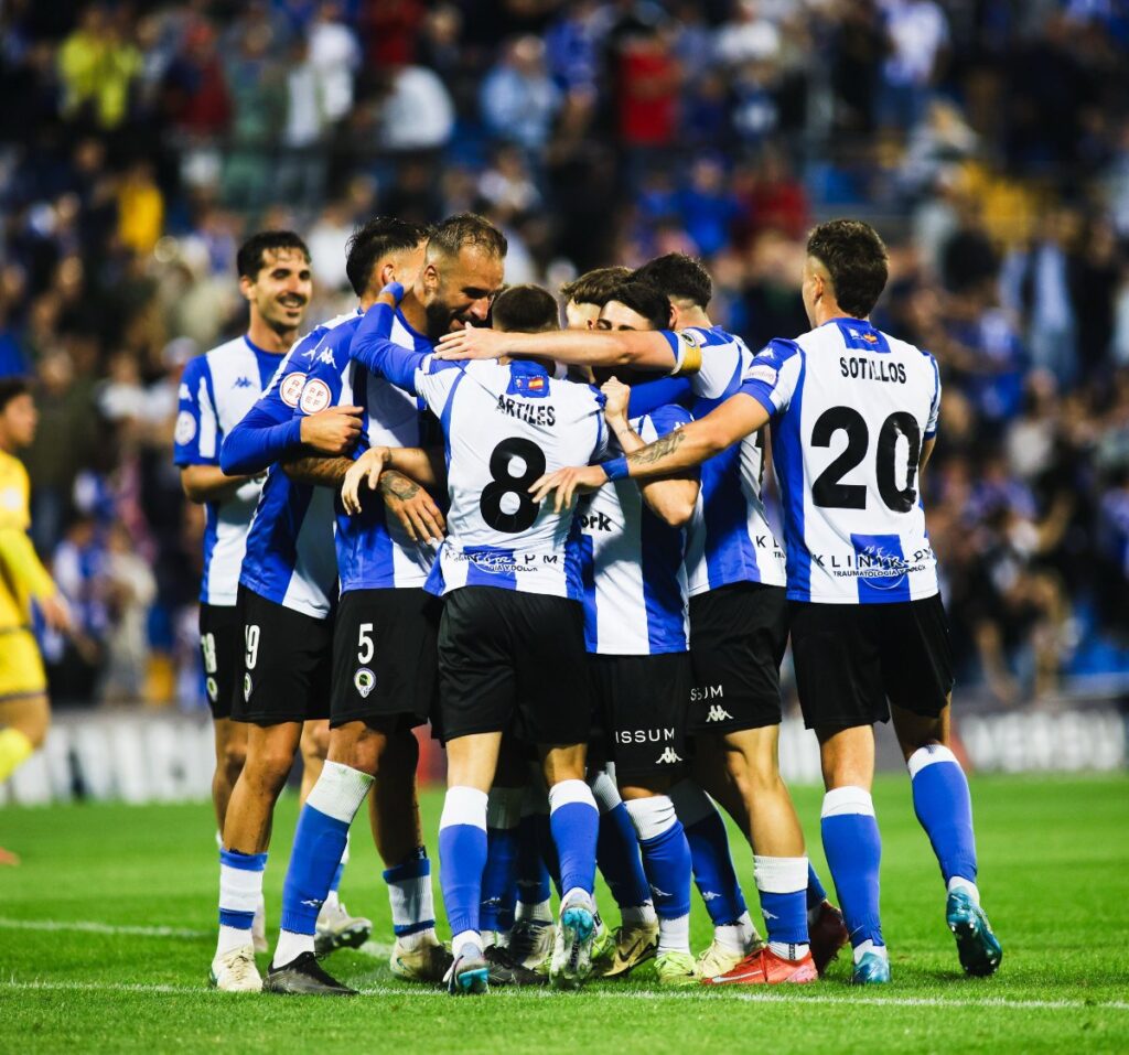 Jugadores del Hércules celebrando un gol ante el Alcorcón